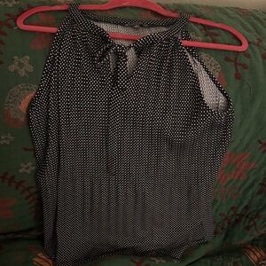 Adrianna Papell Black and White Dotted Blouse